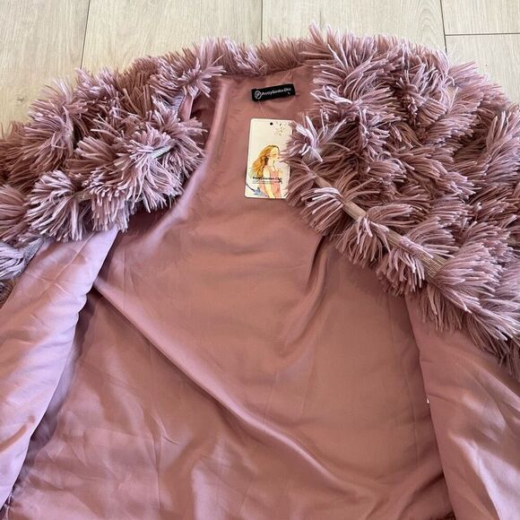 Prettygarden chic Open Front Cardigan Faux Fur Coat size L - Picture 4 of 8